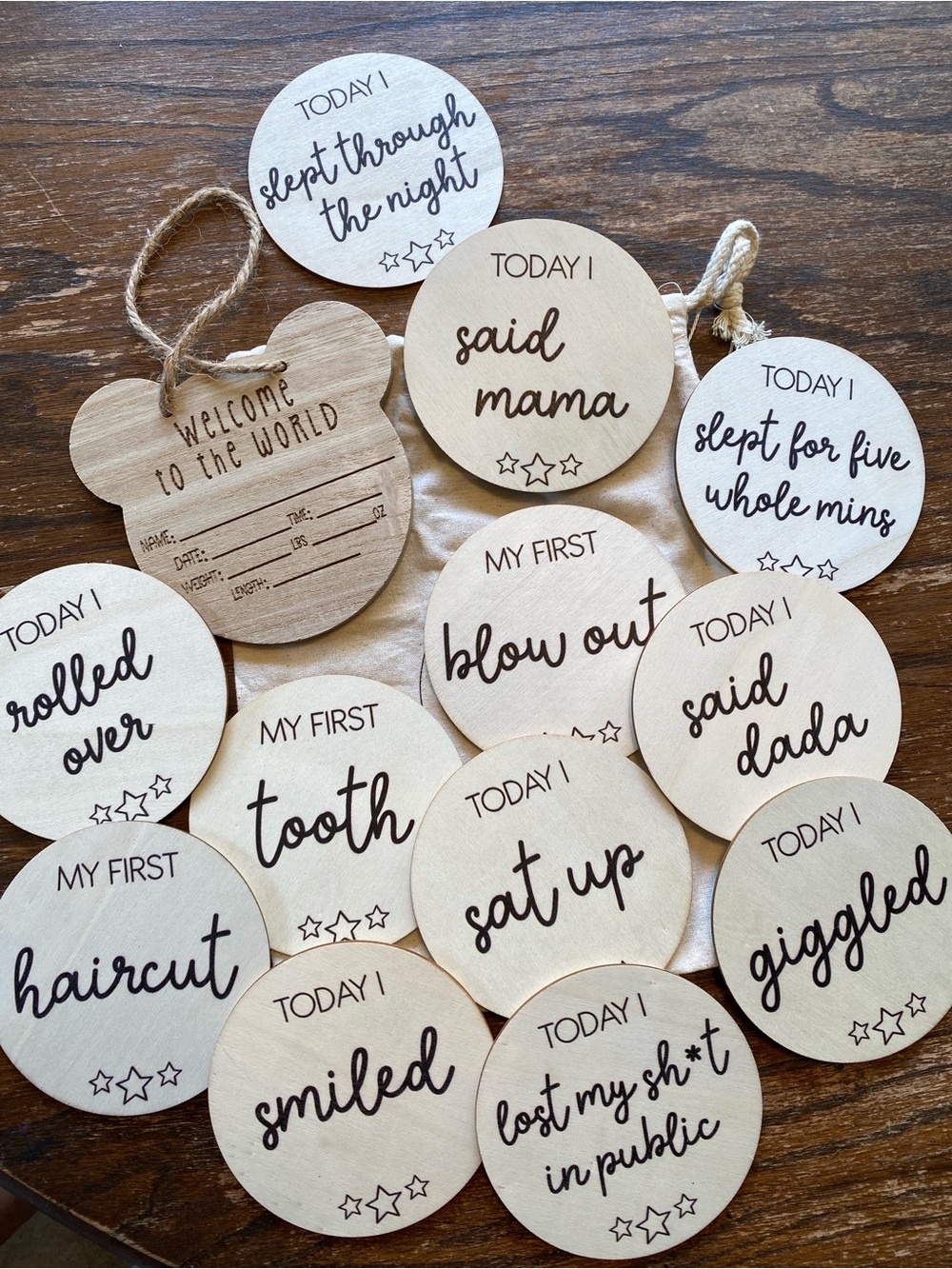 Baby Milestone WoodenTags